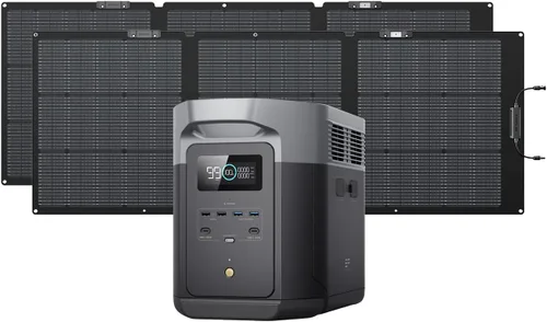 EF ECOFLOW Generador solar Delta 2 Max 2048Wh con 2x160W panel solar, estación de energía portátil de 2400W con batería LFP, hasta 3400W de salida
