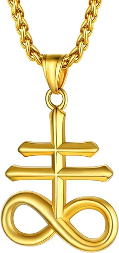 Miniatura 29 de PROSTEEL Satanic Jewelry Upside Down Cross Necklace for Men Women, 316L Stainless Steel/925 Sterling Silver Inverted Cross/Leviathan Cross Pendant