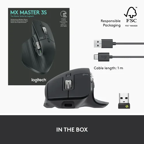 Miniatura 10 de Logitech MX Master 3S Ratón Inalámbrico Edición Estándar con Receptor USB Logi Bolt, Desplazamiento Ultrarrápido, Ergo, 8K DPI, Seguimiento