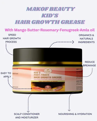 Miniatura 4 de Grasa para el crecimiento del cabello para niños con extracto de batana orgánico y puro crudo, romero, fenogreco, aceite de amla mantequilla