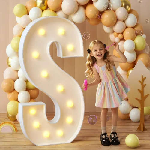 Miniatura 77 de imprsv Letras de marquesina iluminadas, letras de mosaico de 1.2 m con luz para decoración de baby shower, graduación, gran J para decoraciones
