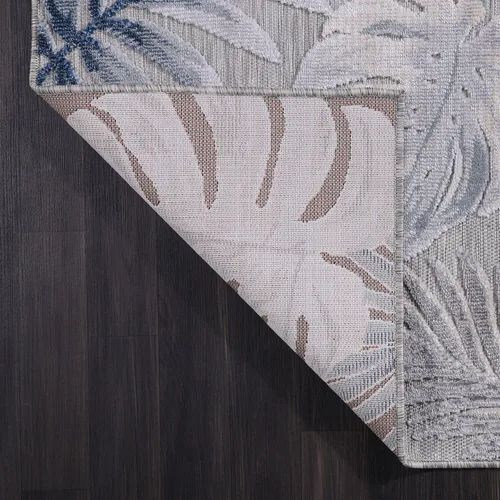 Miniatura 9 de CAMILSON Alfombra para Interiores y Exteriores, Alfombras de Área Azules 5x7 con Hojas Tropicales Botánicas para Patios Interiores y Exteriores