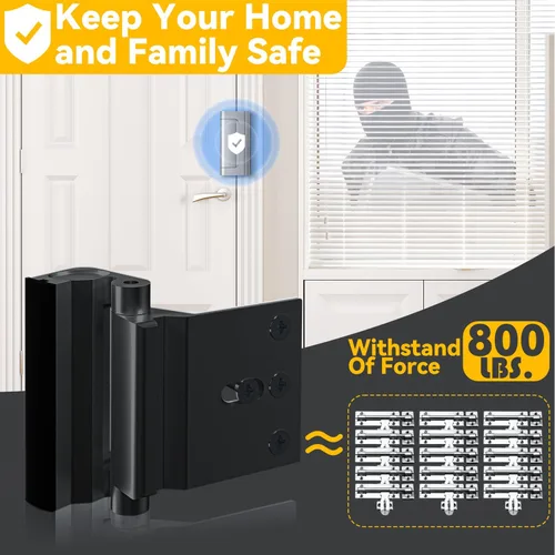 Miniatura 2 de Rerishom Cerradura de puerta que soporta 800 libras para puerta con apertura hacia adentro, cerradura de refuerzo de puerta con 8 tornillos