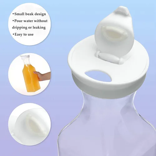 Miniatura 3 de 3 piezas Jarra de agua de plástico de 32 oz con tapa abatible, contenedores de jugo de base cuadrada, jarra de suministros para bar de mimosa