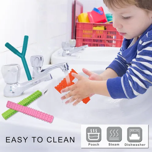 Miniatura 5 de Juguetes sensoriales para masticar para niños autistas, paquete de 4 tubos de silicona para masticar varillas, juguetes para autismo, TDAH, SPD