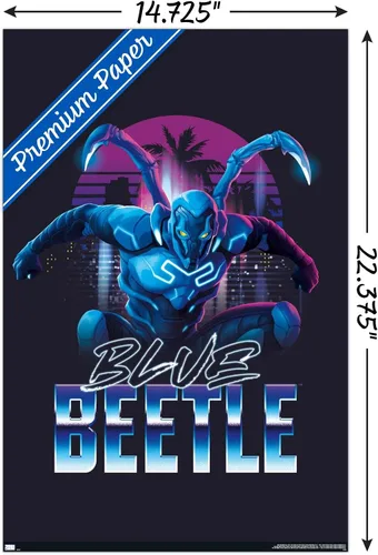 Miniatura 3 de Trends International DC Comics Movie Blue Beetle - Póster de pared de ciudad, 22.4 pulgadas de largo x 14.7 W, paquete de póster y montaje prémium