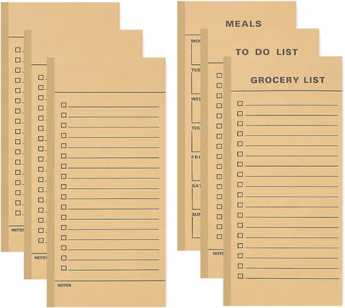 Utron Paquete de 6 Blocs de Notas Magnéticos Vintage para Refrigerador, 50 páginas/libro Bloc Magnético de Lista de Compras para Refrigerador, Bloc