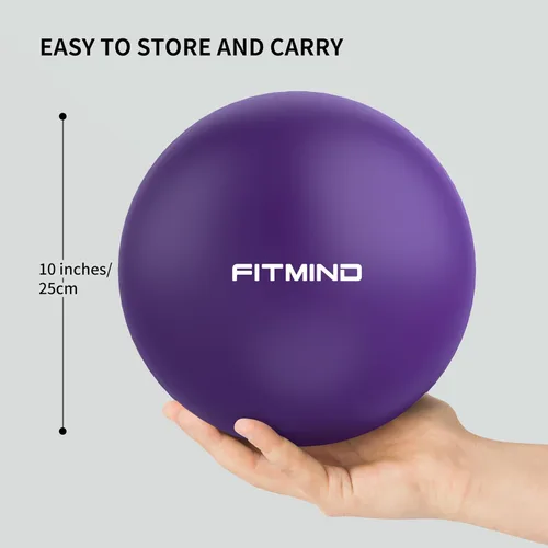Miniatura 6 de FITMIND_Pelota de Pilates de 10 Pulgadas Antiestrés y Antideslizante Mini Bola de Yoga para Fitness, Entrenamiento del Núcleo, Terapia Física