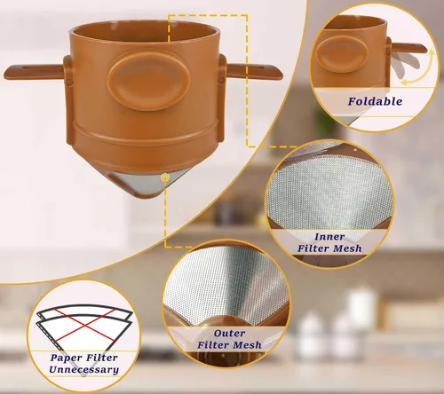 Miniatura 4 de ZK&HX LIFE Cafeteras para acampar de 13 onzas, gotero portátil para verter sobre café, para viajes, camping, oficinas, mochileros, infusor de té