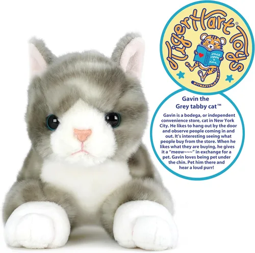 Miniatura 2 de TigerHart Gavin The Grey Tabby Cat - Peluche de 13 pulgadas