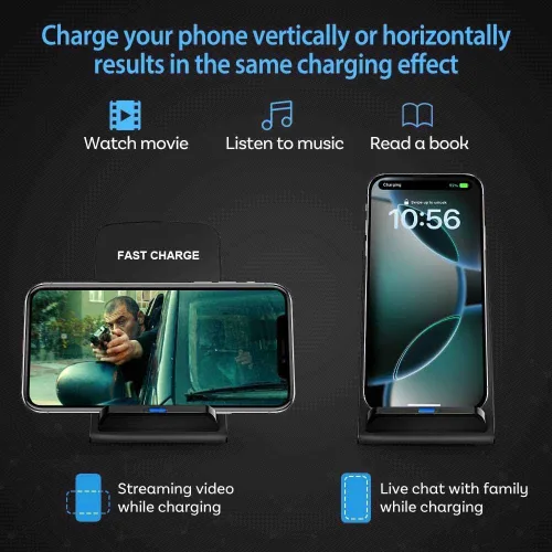 Miniatura 4 de Cargador inalámbrico rápido de 20 W, soporte de carga inalámbrica compatible con iPhone 17 16 Pro, 15 Pro, 15, 14, 13, 12, 11 Series/X/XS, cargador