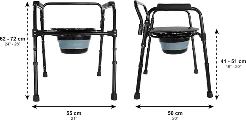 Miniatura 3 de PEPE Mobility Cómoda 3 en 1 con estructura resistente de soporte de doble barra transversal, silla estable con cubo, capacidad de peso de 300 Negro
