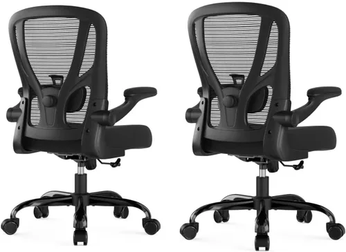 Miniatura 16 de Silla de oficina ergonómica de escritorio, silla de computadora de malla, silla de trabajo transpirable con ruedas, soporte lumbar ajustable, sillas