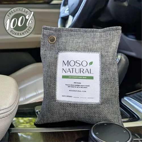 Miniatura 3 de Moso Natural, bolsa purificadora de aire Elimina olores de autos, armarios, baños y zonas de mascotas Juego de 4 unidades de color carbón, de 200 g