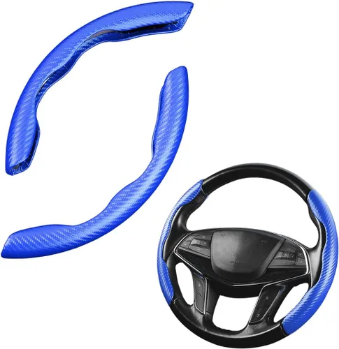 Miniatura 8 de LoyaForba Funda universal para volante de automóvil, protector universal de cuero segmentado de 15 pulgadas, antideslizante y suave, transpirable