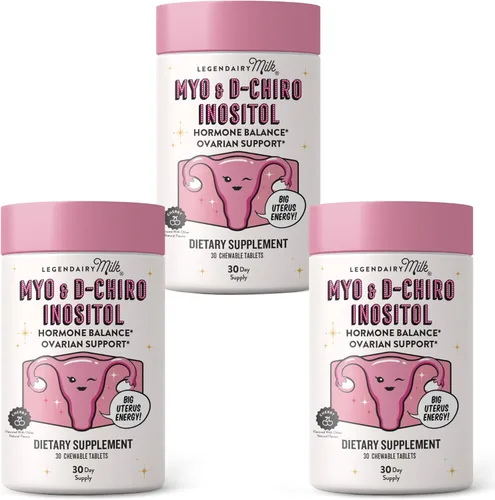 Comprimidos masticables de inositol puro Legendairy Milk - Suplemento de mio-inositol y D-chiro para equilibrio hormonal y apoyo a la fertilidad -