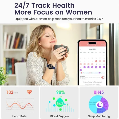 Miniatura 2 de Reloj inteligente Blintok para hombres y mujeres, rastreador de fitness con más de 100 modos deportivos, rastreadores de actividad para iOS/Android