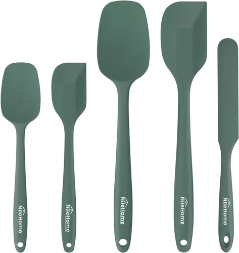 Miniatura 16 de NileHome Juego de espátulas de silicona, 5 utensilios de cocina de grado alimenticio con cepillo de silicona, resistente al calor hasta 600 °F