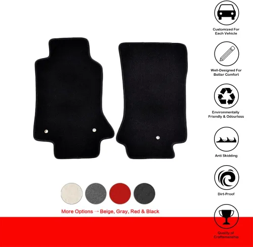Miniatura 2 de IKON MOTORSPORTS, tapete para piso compatible con Chevrolet Corvette 1997-2004, revestimiento de piso delantero de nailon negro de fábrica