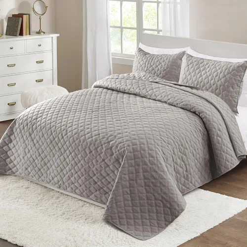 Miniatura 2 de Exclusivo Mezcla Juego de Edredón Suave Tamaño Twin, 2 Piezas Edredones Ligeros Gris Claro Colchas Cubrecamas Juego de Ropa de Cama para Todas