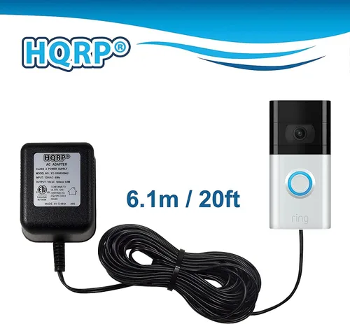 Miniatura 5 de HQRP Transformador adaptador de corriente alterna de 18 voltios compatible con timbres de video inteligentes Nest Hello, Ring, Ring-2, Ring-3, Arlo