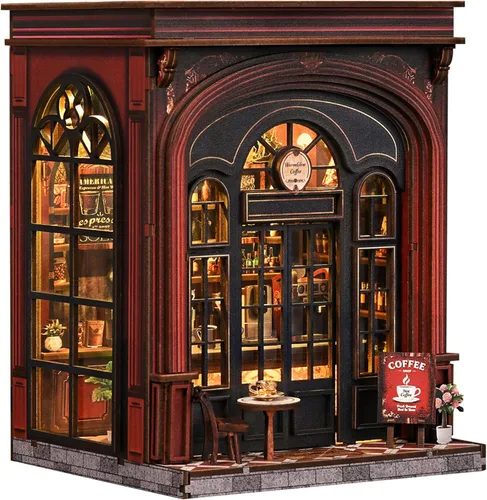 Miniatura 17 de ISSEVE Kit de Rincón de Libros, Rompecabezas de Madera 3D DIY Casa de Muñecas Booknook para Adultos, Kit de Casa en Miniatura Diminuta Decoración