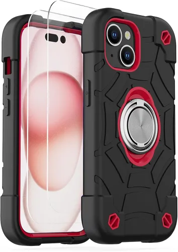 Miniatura 58 de KCJ Funda para iPhone SE 2022/2020, iPhone 8/7/6/6S, con [2×Protectores de Pantalla][Soporte de Anillo] Silicona Suave+PC Duro Protección Completa