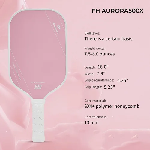 Miniatura 2 de Raqueta de pickleball FH-500 T700, raqueta de pickleball ofensiva de 0.551 in de grosor a dos manos, velocidad y control Rosa