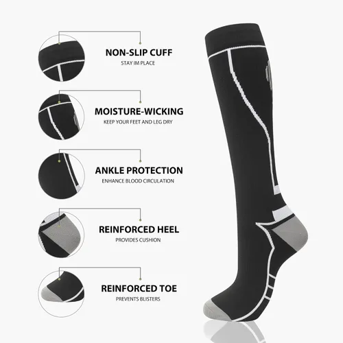 Miniatura 5 de Calcetines de compresión para mujeres y hombres, circulación hasta la rodilla, 8 pares para enfermeras, correr, viajes, atletismo
