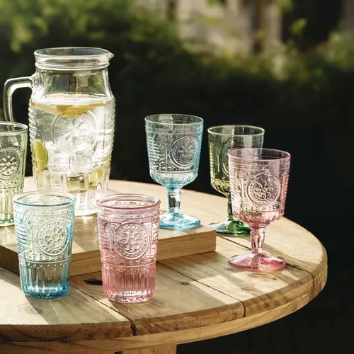 Miniatura 6 de Bormioli Rocco Juego Romántico de 4 Vasos Tumbler, 11.5 Oz. Cristal de Vidrio de Color, Verde Pastel, Hecho en Italia.
