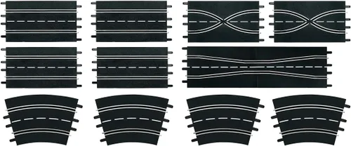 Miniatura 2 de Carrera Juego de extensiones de pista a escala 1:24, el paquete de accesorios incluye 12 piezas, para uso con sistemas de carril digital 124, 132