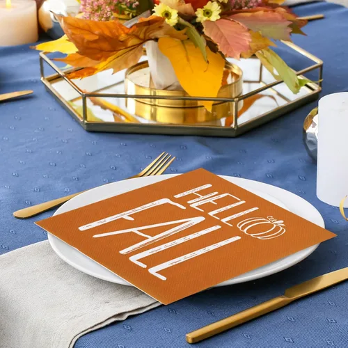 Miniatura 6 de AnyDesign Paquete de 80 servilletas de papel con diseño de calabaza naranja y calabaza, desechables, servilletas decorativas de otoño para postre