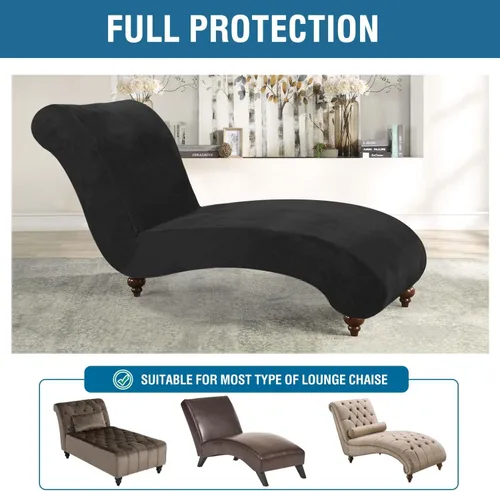 Miniatura 5 de H.VERSAILTEX Funda para Chaise Lounge de Interior de Terciopelo Funda Deslizable para Chaise de Alta Elasticidad Funda para Silla Lounge Funda