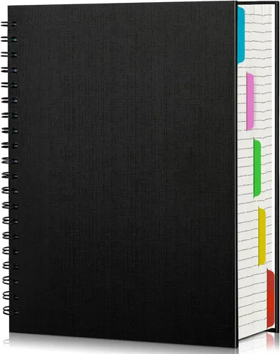 Miniatura 20 de EUSOAR - Cuaderno en espiral de tapa dura para universidad, rayado, paquete de 3 cuadernos A5 de 5.5"x8.3", con 5 divisiones, para escritura, tapa