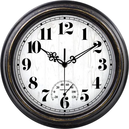 Miniatura 11 de zyzamay Reloj de pared retro de 12 pulgadas, fácil de leer, redondo, clásico, clásico, de cuarzo, funciona con pilas, decorativo para sala de estar
