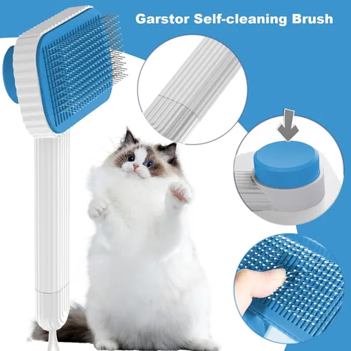 Miniatura 3 de Cepillo para gatos, cepillo de gato para gatos de pelo largo o corto, quita el pelo suelto y las alfombrillas, los pasadores redondeados reducen