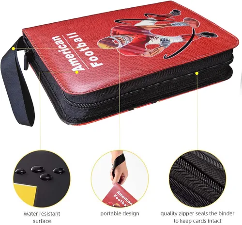Miniatura 6 de Carpeta de tarjetas de fútbol, 4 bolsillos protectores de almacenamiento para tarjetas de béisbol, fundas para tarjetas deportivas y tarjetas