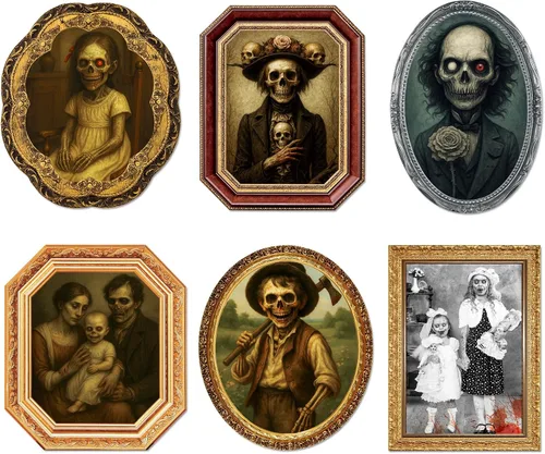 Garma Decoraciones de Halloween para interiores, marcos de fotos de retratos en movimiento de cara cambiante en 3D para Halloween, casa encantada,