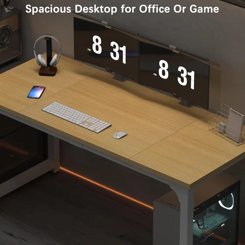 Miniatura 4 de NSdirect - Escritorio extra grande de 63 pulgadas XL para computadora, tiene una amplia mesa de trabajo para escritura, juegos y trabajo en casa