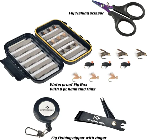 Miniatura 5 de Stealth - Kit de iniciación de caña de pescar con mosca, cañas de grafito de fibra de carbono 30T con carrete de aluminio fundido a presión