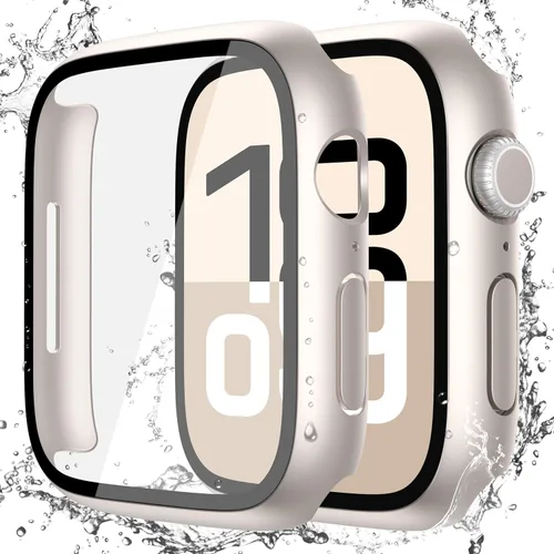 Miniatura 42 de Misxi Paquete de 2 fundas impermeables con botón diseñadas para Apple Watch Series 3 Series 2 de 38mm, funda rígida de policarbonato anticaídas
