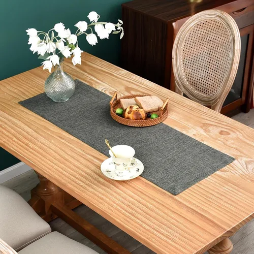 Miniatura 12 de NEWISHER Camino de mesa rústico de granja, color beige sólido, camino de mesa rectangular de lino sintético para uso diario, cocina, comedor, mesa