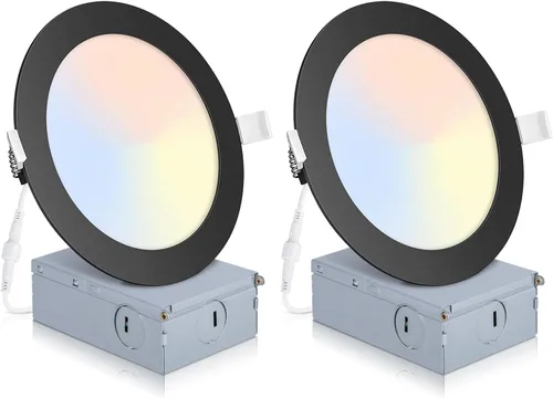 Miniatura 13 de 2 Pack de iluminación LED empotrable inteligente negra de 4 pulgadas, luces LED empotrables ultradelgadas de 4 pulgadas de 9 W, 850 lúmenes
