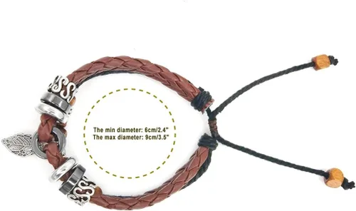 Miniatura 31 de Suyi brazalete ajustable con varias capas, de cuero tejido trenzado con cruz. Pulsera tipo esclava.