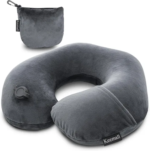Keemall Almohada Inflable para el Cuello de Viaje, Almohada de Apoyo para el Cuello de Avión Súper Suave para Soporte de Sueño en Viajes en Avión,
