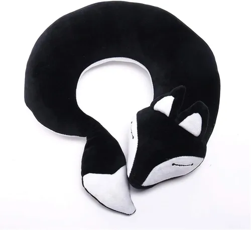 Almohadas de viaje, aviones, zorro, animal de animal, almohada de cuello en forma de U, almohada de felpa cálida de dibujos animados cómoda para