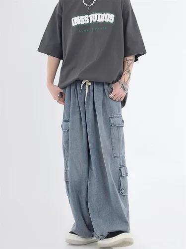 Miniatura 4 de Pantalones de mezclilla holgados para mujer, pantalones cargo grunge Y2K Emo Demin, ropa gótica de paracaídas, pantalones deportivos vintage