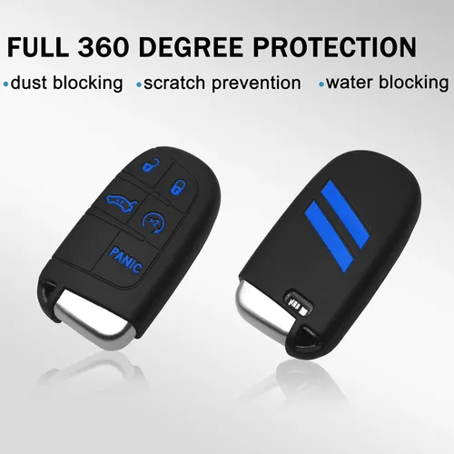 Miniatura 8 de YOSRTER - Paquete de 1 funda protectora de silicona para llave remota, con 5 botones, carcasa para llave de automóvil, accesorio (borde azul)