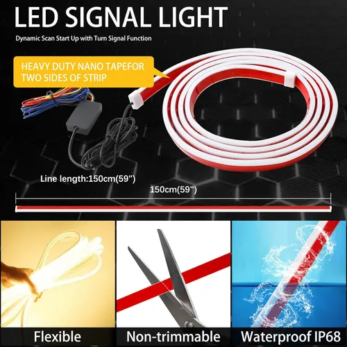 Miniatura 7 de DREAMIZER Tira de luz LED de 94" RGB para capó de coche, tira de luz LED multicolor exterior, luces LED dinámicas impermeables y flexibles
