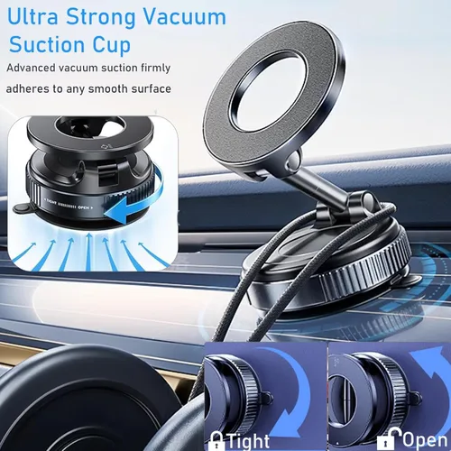 Miniatura 3 de 2025 Upgraded Magnetic Car Phone Holder for RAM Charger 2024, Vacuum Suction Magnetic Phone Holder, Foldable Cell Holder, Phone Automobile